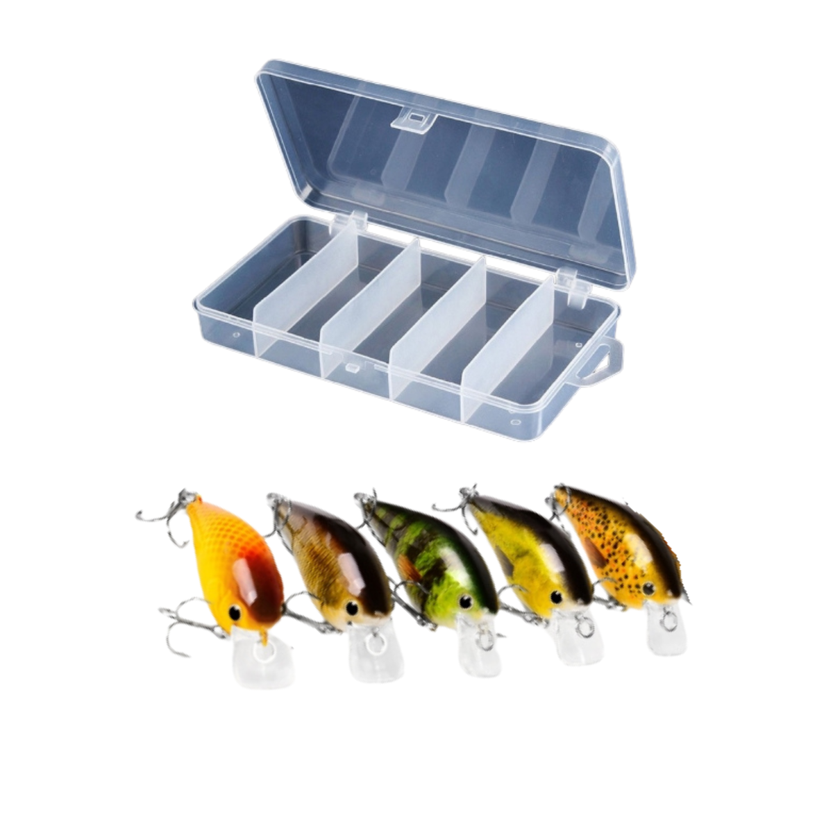 Kit de Señuelos - 5 Cranks + Organizador